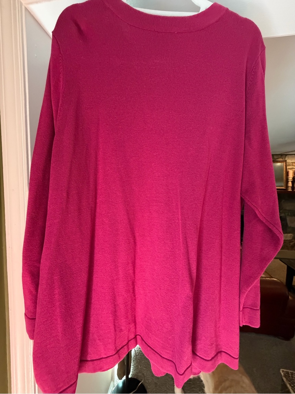 Quacker Factory Raspberry Holiday Embroidered Cardigan Sweater - Picture 4 of 5